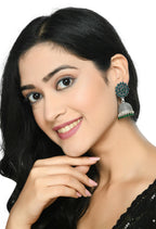 Mominos Fashion Joharkamal Kundan work Jhumka with Green Beads - Distacart