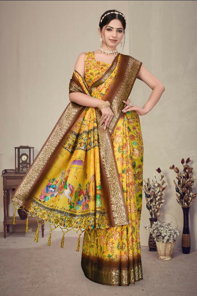 PR Fashion Multi Heavy Rich Cotton Silk Digital Print & Jacquard Saree