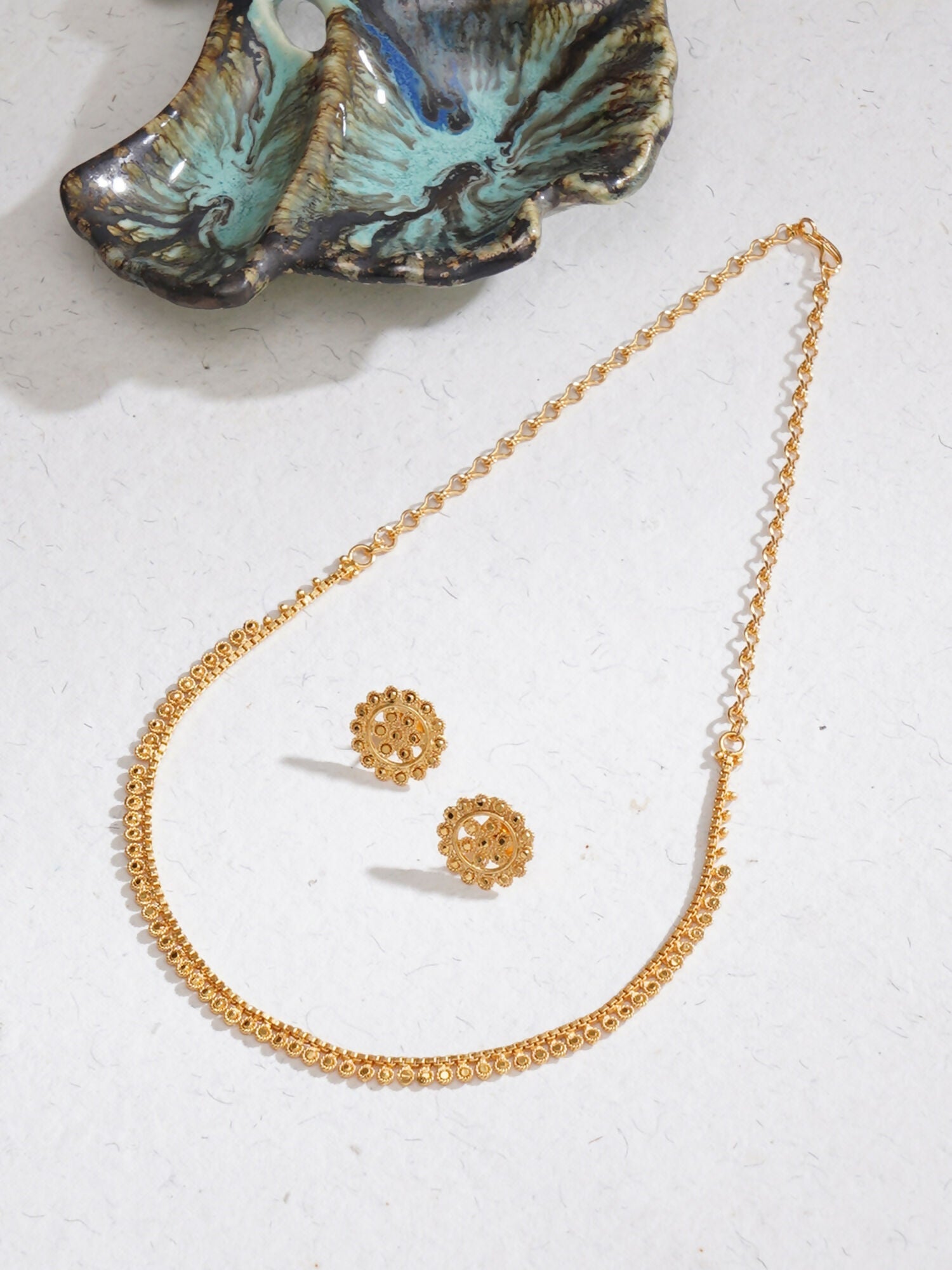 Gold plating jewellery set (Gold) - Ruby Raang