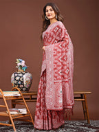 Shree Shyam Fashion Pankhuri Peach Linen Cotton Saree