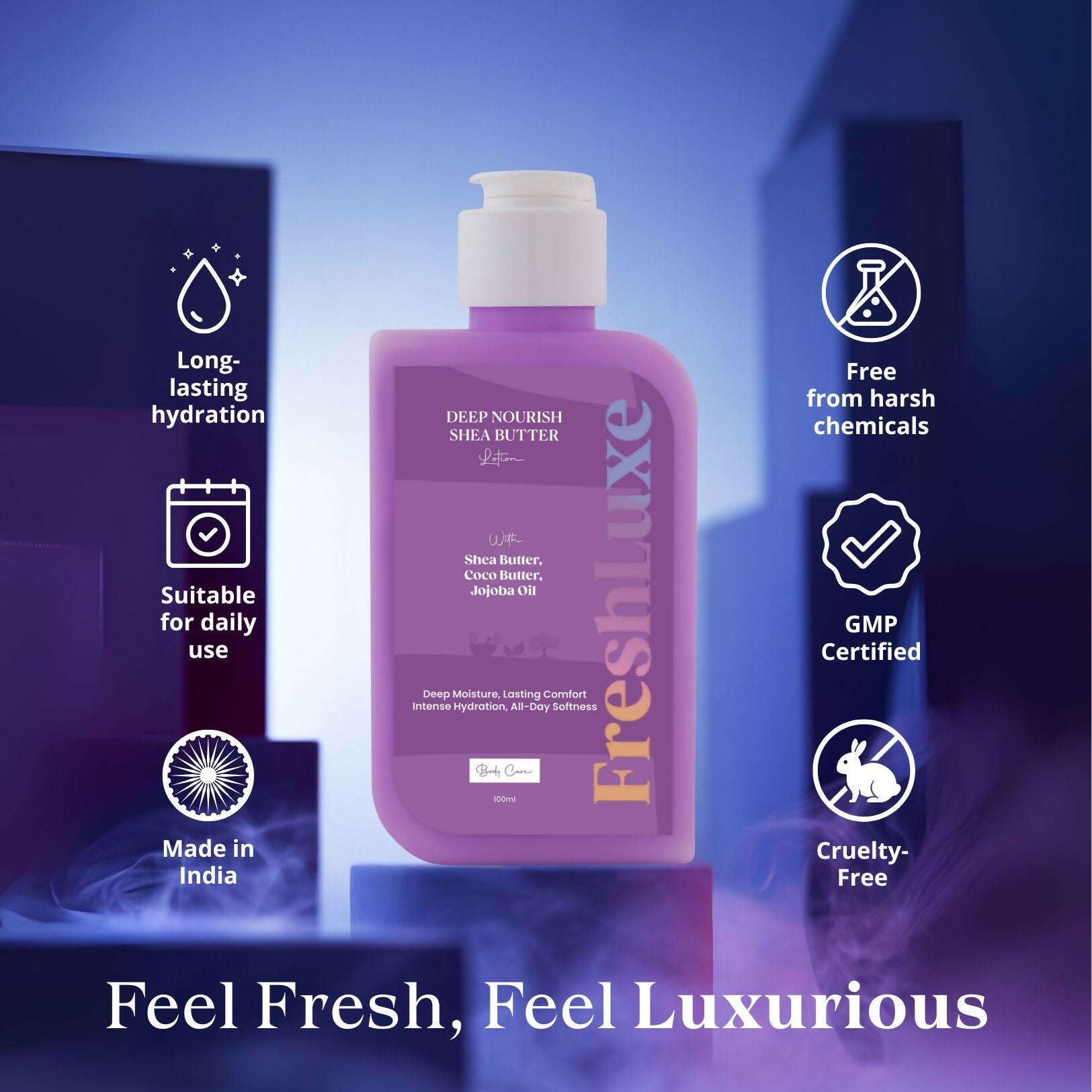 FreshLuxe Shea Butter Lotion with Coco Butter & Jojoba Oil For Deep Moisturization - Distacart