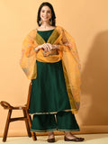 Myshka Women's Green Solid Party Kurta Sets
