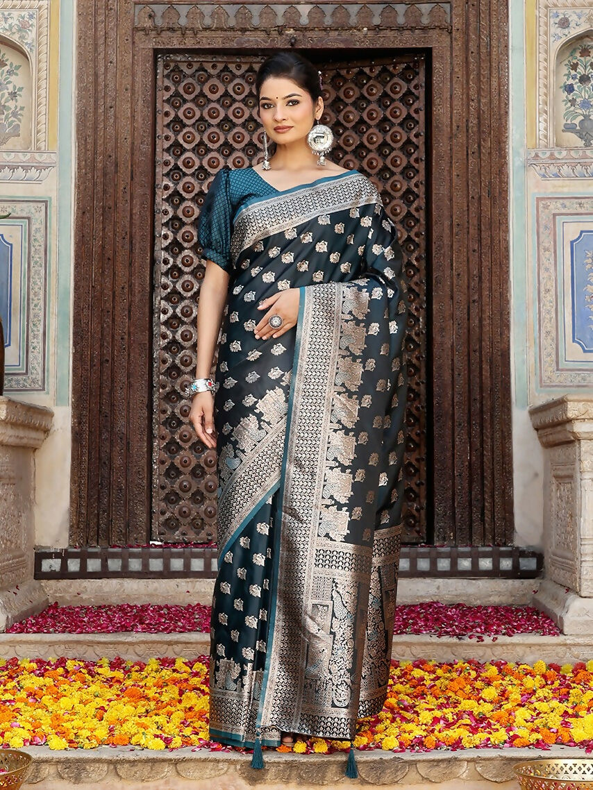 Shree Shyam Fashion Tarquice Silk Saree - Distacart