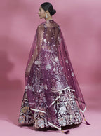 House of Panchhi Burgundy Net Sequinse Work Lehenga & Blouse with Dupatta