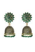 Mominos Fashion Johar Kamal Beautiful Kundan Work Jhumka With Green Beads - Distacart