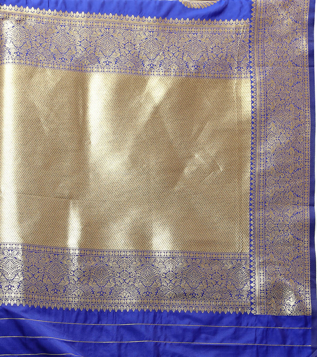 Lorenvalley Fashion Blue Soft Silk Woven Design Gold Zari Weaving Saree
