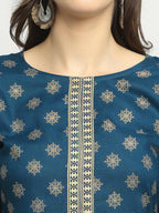 Rudra Bazaar Stright Gold Printed Kurti With Palazzo - Distacart