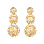Nuyug 22K Gold Plated Stone Studded Contemporary Shaped Drop Earrings - Distacart
