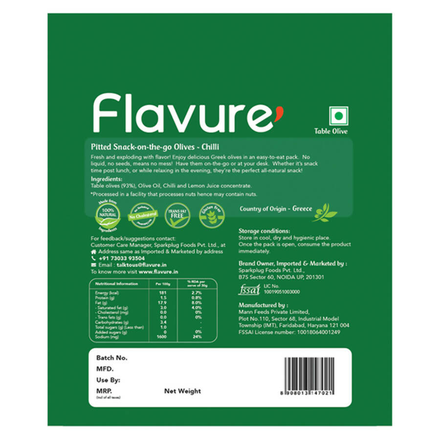 Flavure Snack-On-The-Go Olives Chilli - Distacart