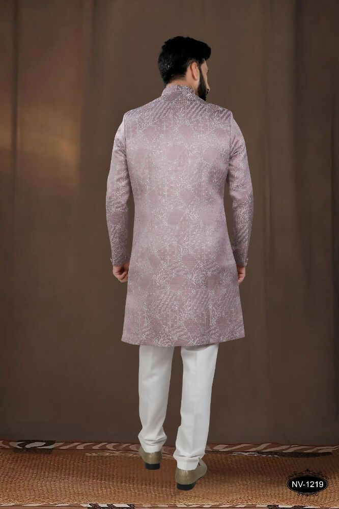Joban Fashion Men's Pink Woven Jacquard Kurta with Pyjama