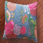 The Decor Nook Grey Base With Multicolour Flowers Print Cushion Cover