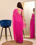Pink Georgette Designer Printed Ready To Wear Saree - Ibiza