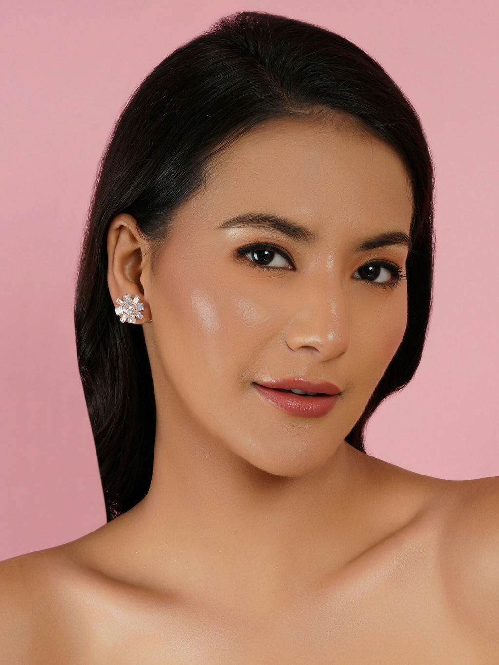 stone stud (Rose gold) - Ruby Raang - Distacart