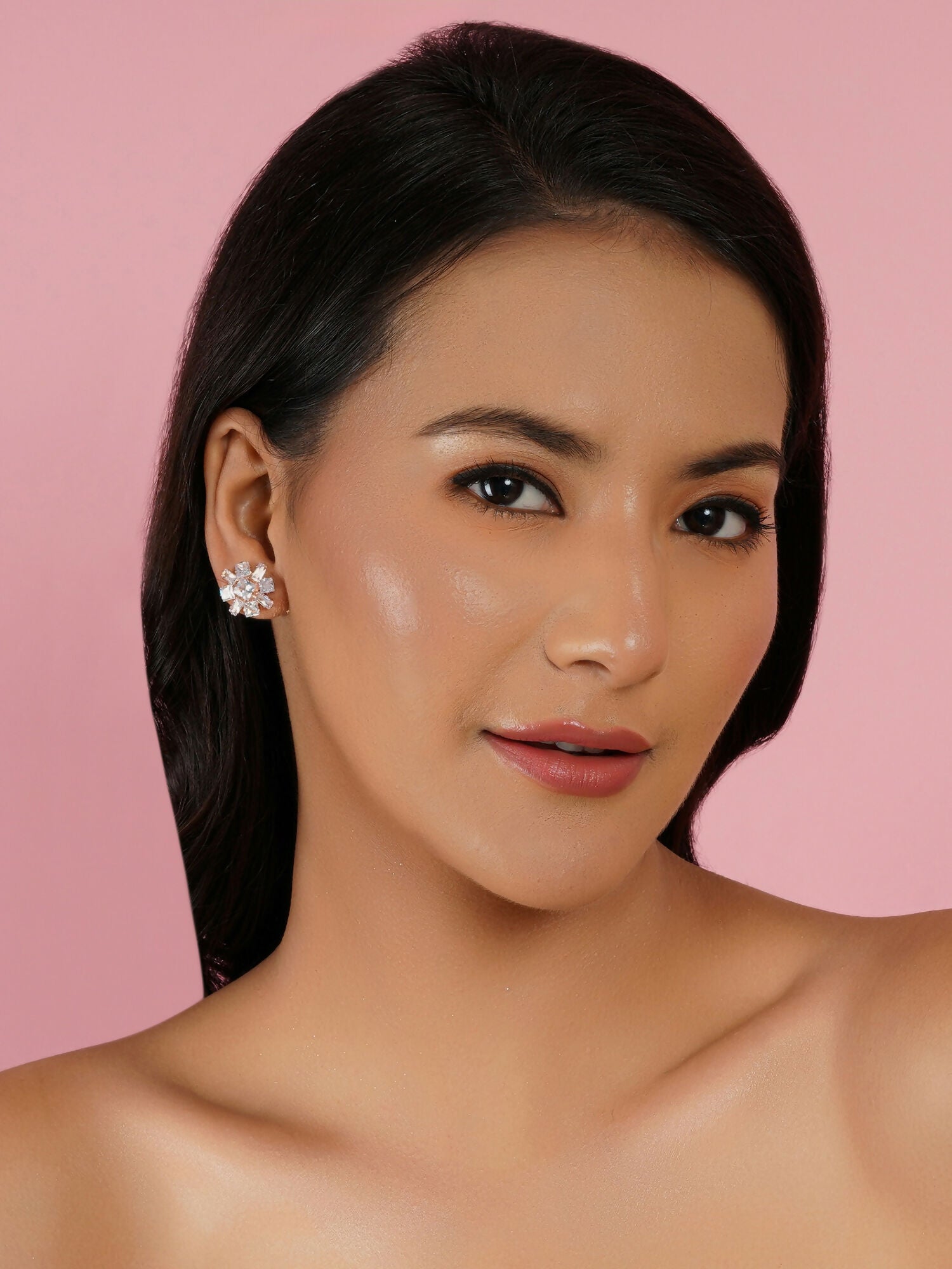 stone stud (Rose gold) - Ruby Raang - Distacart