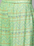 Yufta Women Green & Beige Printed Kurta palazzo Set