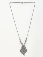 NVR Women's Silver-Toned German Silver Oxidised Pendant with Chain