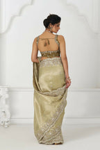 Kesar Fab Latest Chiku/ Champagne Pure Dola Viscouse Silk With Sequins And Beads Embroidery For Festivals Saree