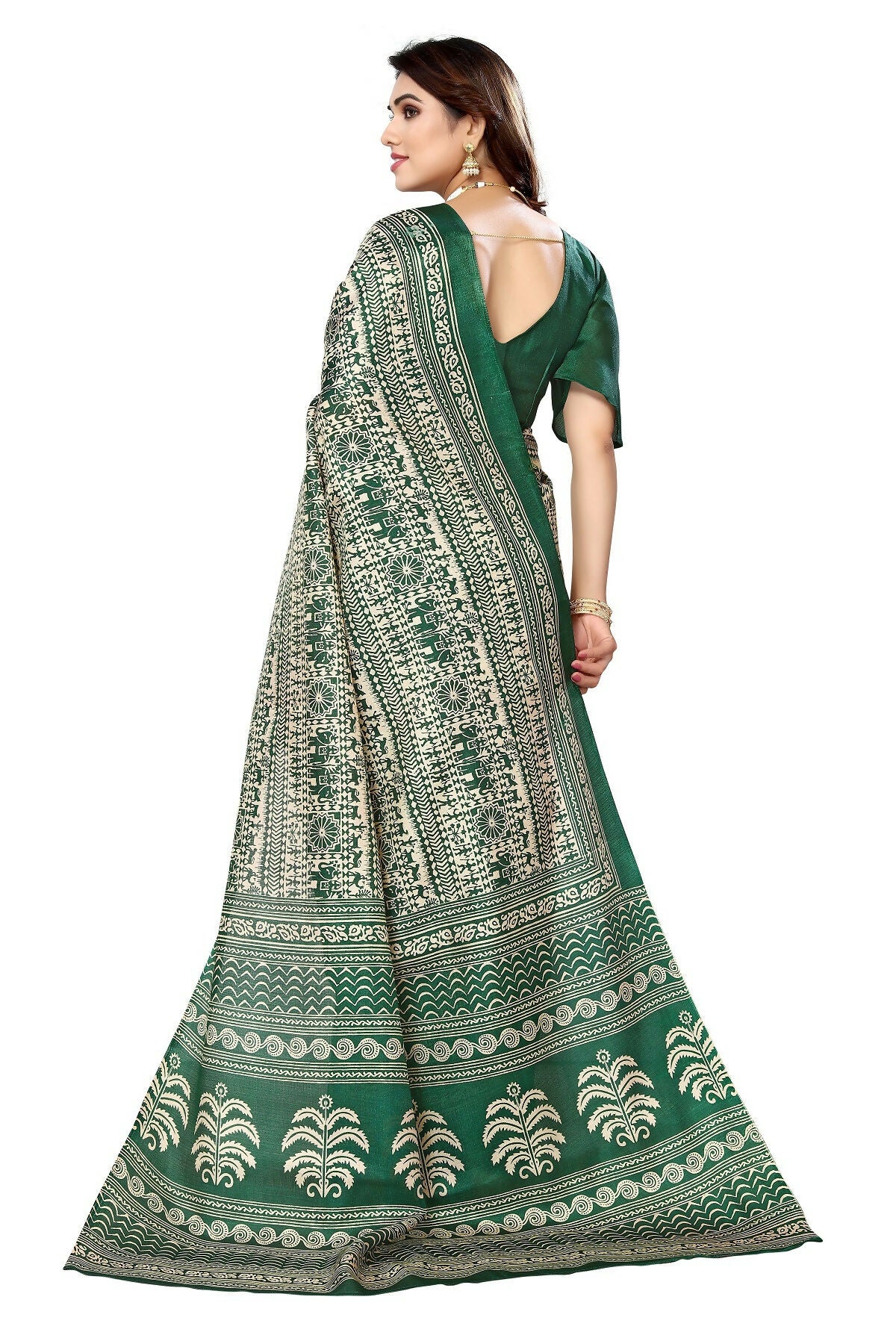 Vamika Green Printed Art Silk Saree