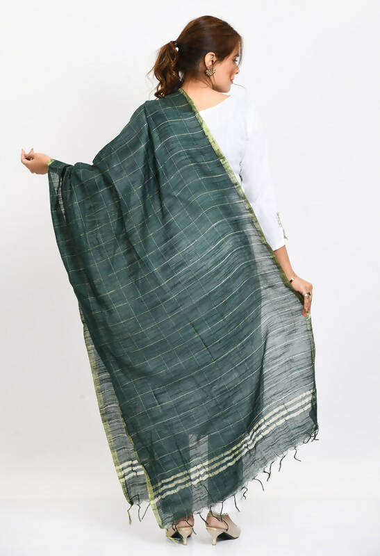 Mominos Fashion Moeza Women's Cotton Zari Box Bottle Green Dupatta - Distacart