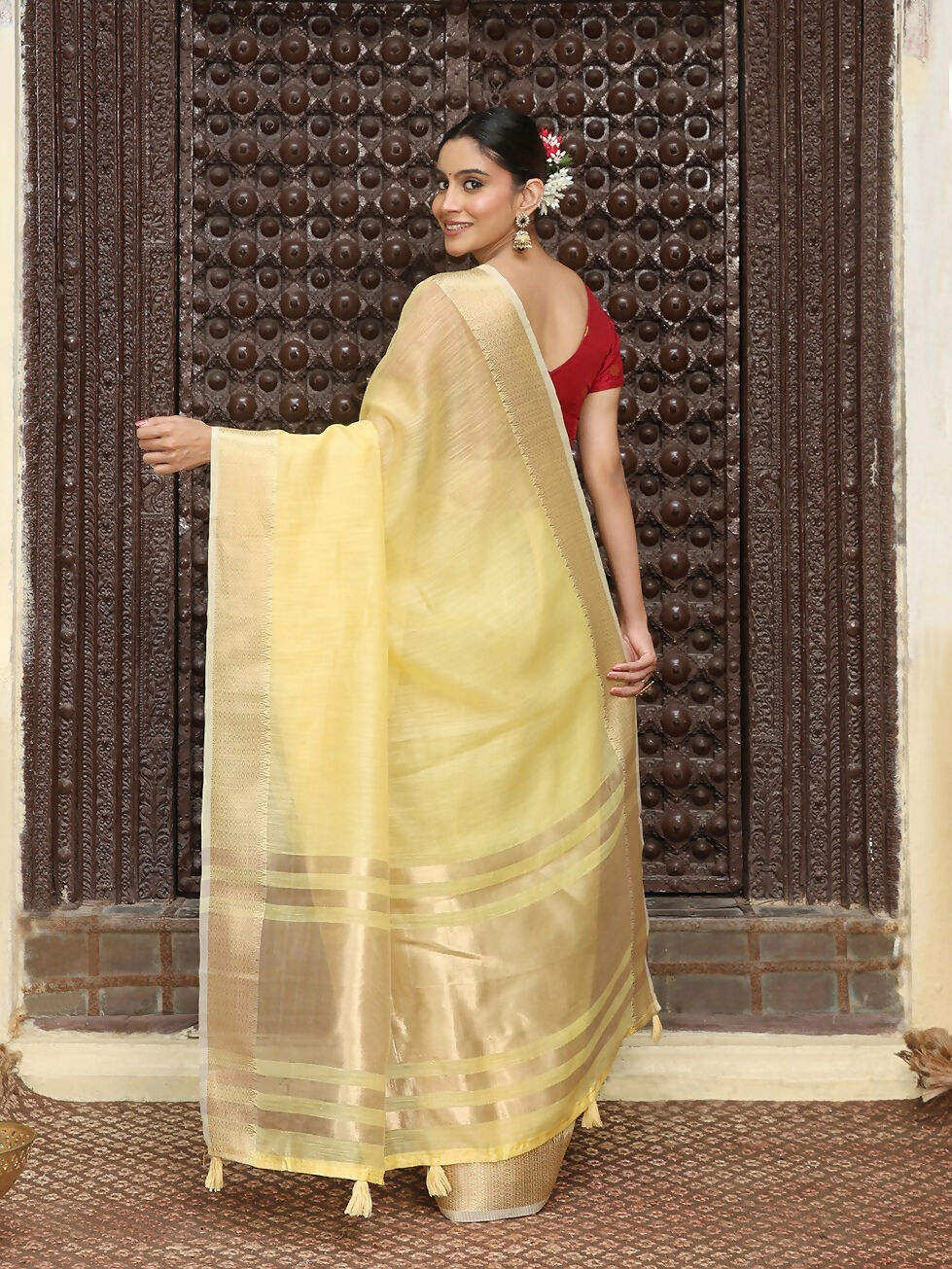 Shree Shyam Fashion Yellow Cotton Saree - Distacart