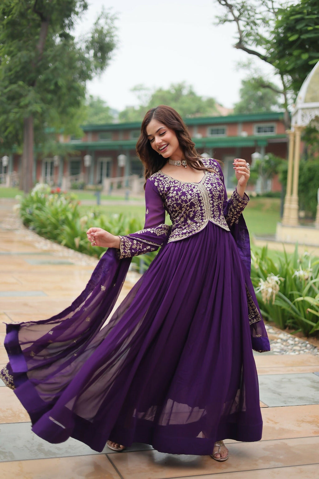 Joban Fashion Purple Georgette Sequence Embroidery Work Kurta Set - Distacart