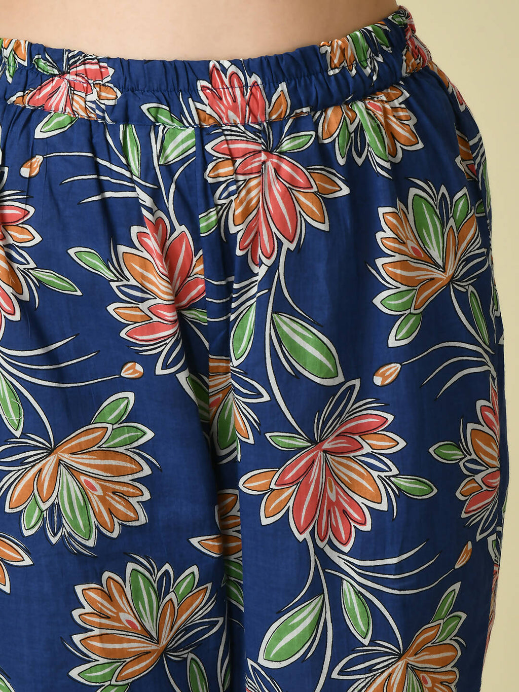 Myshka Women's Blue Printed Kurta With Trouser