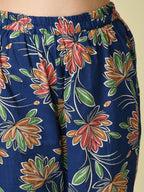 Myshka Women's Blue Printed Kurta With Trouser