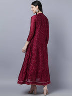 Myshka Women Brown Gold-Toned Anarkali Kurta With Dupatta - Distacart