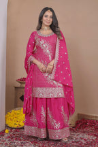 Lehenga Mart Designer Sharara Suit With Kurta, Sharara, Dupatta For Women-Pink - Distacart