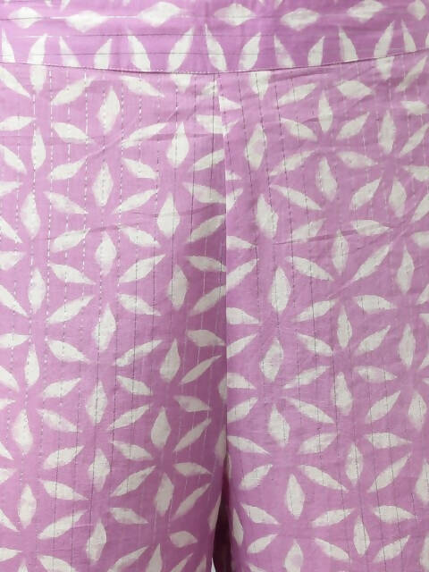 FIORRA Women's Lavender Lurex Cotton Flared Kurta Pant With Dupatta