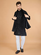 Vastranavya Black Exclusive Festival Wear Viscose Silk Thread with Sequence Embroidered Work Kurta with Dupatta