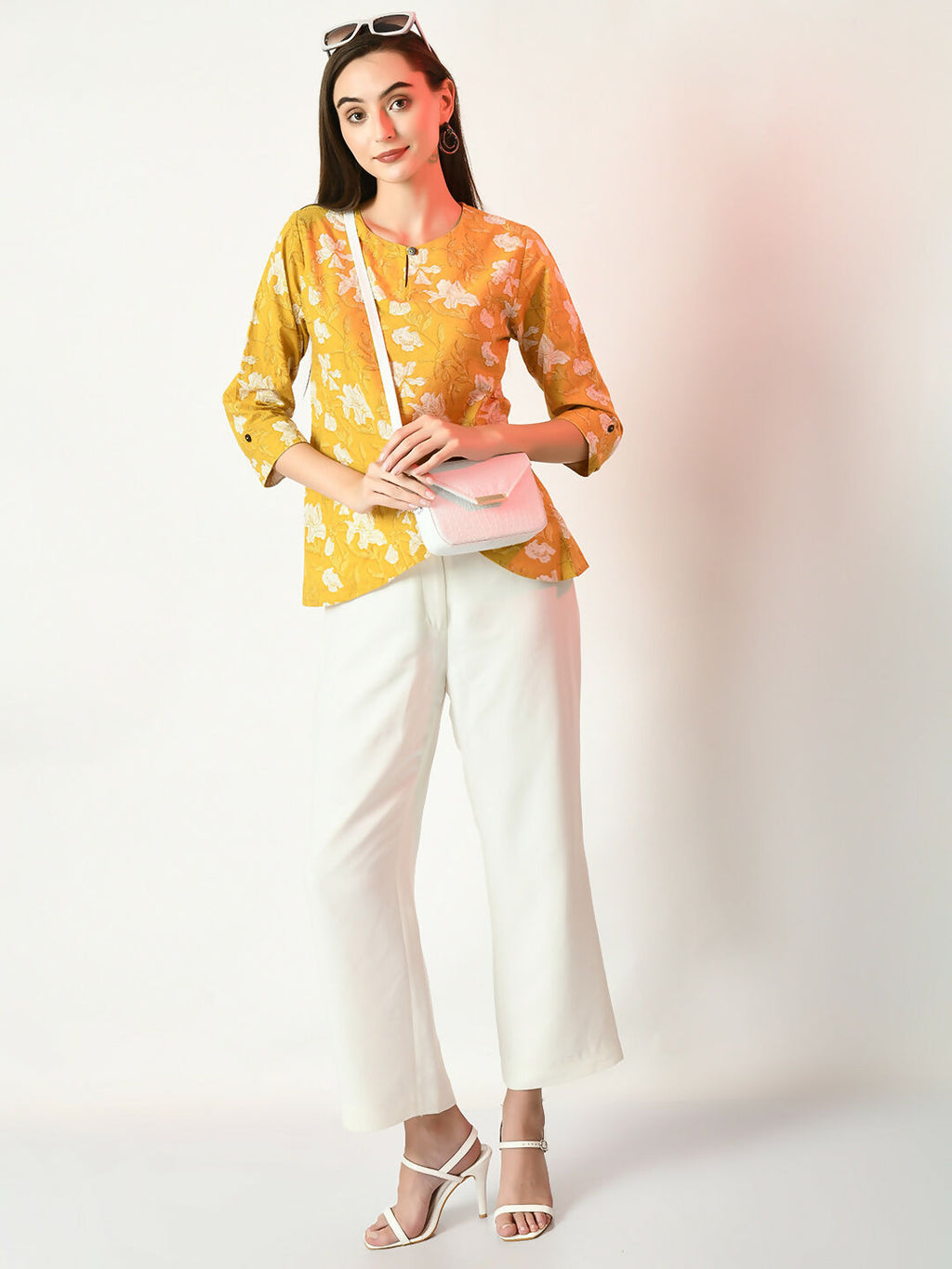 Myshka Women's Yellow Printed Top
