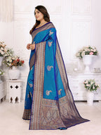 Joban Fashion Banarasi Royal Blue Small Butti Soft Silk Saree - Distacart