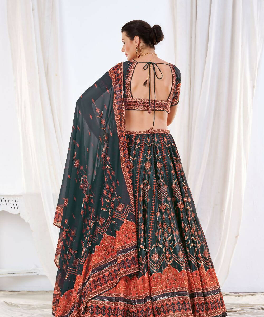 Wedding Designer Black Chinon Lehengha Choli - Anbazaar - Distacart