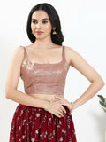 Joban Fashion Rose Gold Velvet Padded Blouse With Square Neck Sleeveless - Distacart