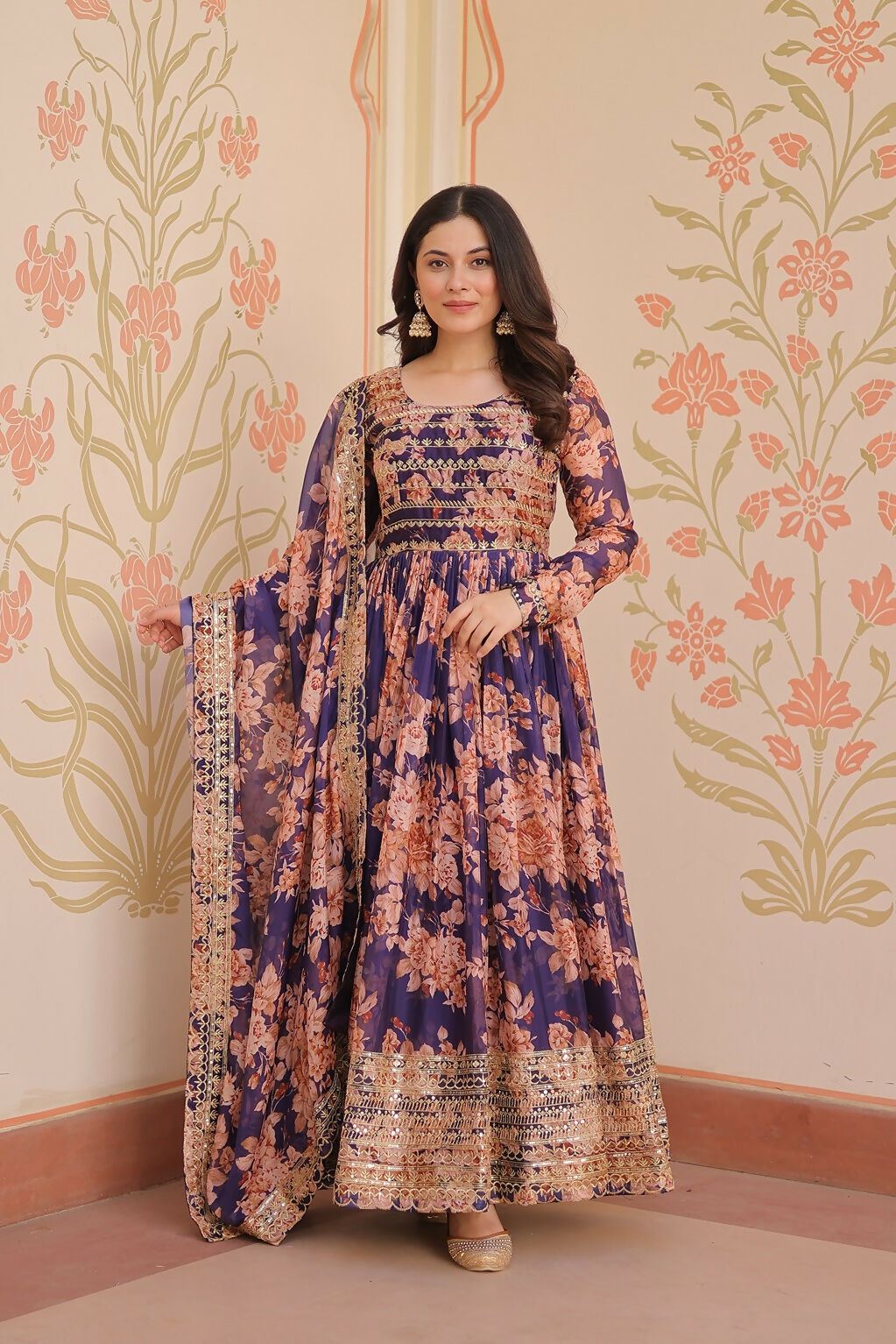 Joban Fashion Purple Silk Sequence Embroidery Work Kurta Set - Distacart