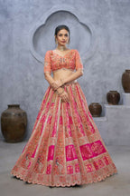 Kesar Fab Pink Organza Embroidered Lehenga