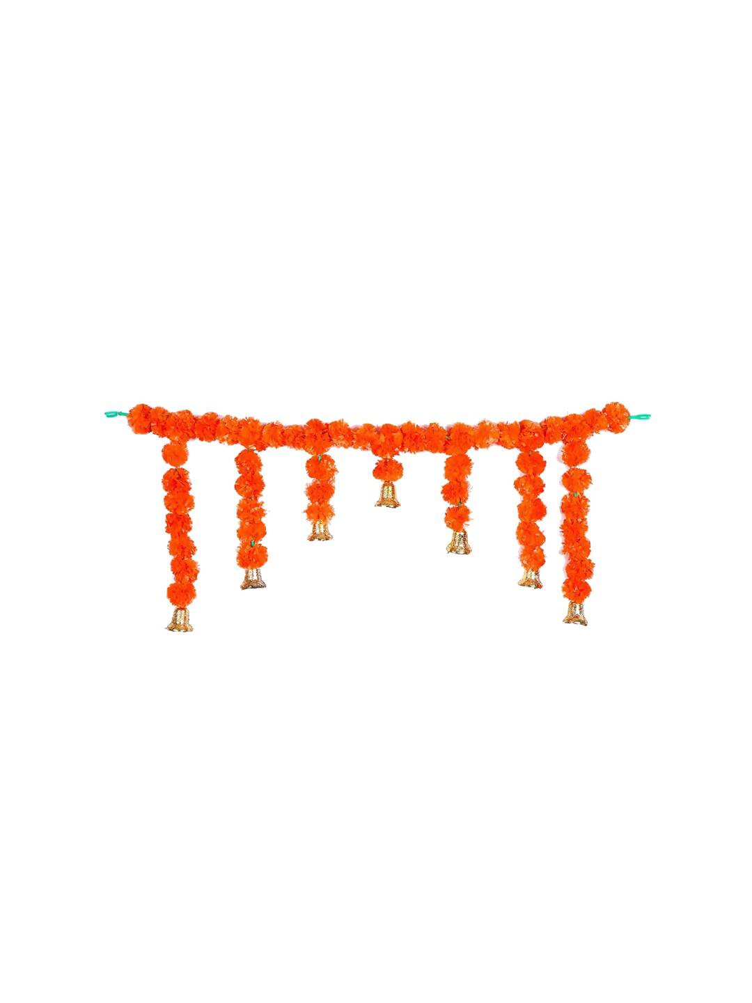 Tied Ribbons Orange Hanging Marigold Flowers Garland