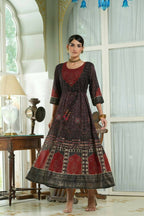 Juniper Black Georgette Festive Printed Anarkali Flared Anarkali Kurta For Women - Distacart