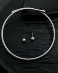 VOJ Silver Plated Western Snake Hasli with Studs Earrings Set