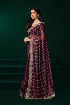 Joban Fashion Purple Net Party Wear Sarees - Distacart