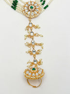 NVR Women's Green Gold-Polished Stone Studded Handcrafted Ring Bracelet - Distacart
