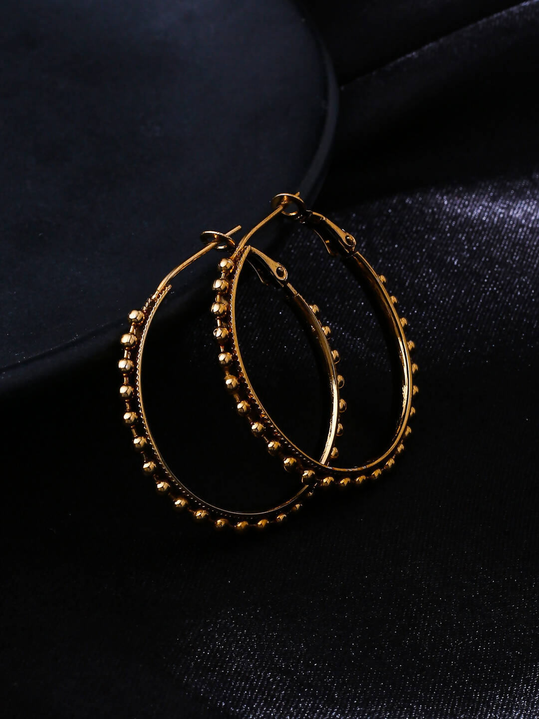 NVR Women Gold Toned Beaded Circular Earrings - Distacart