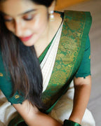 DEIANA'S Beautiful Designer Golden zari Soft Lichi Silk Saree - Green