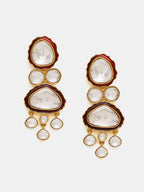 Ruby Raang 22k Gold Polished Red Meenakari Kundan Layered Necklace With Earrings & Maang Tikka