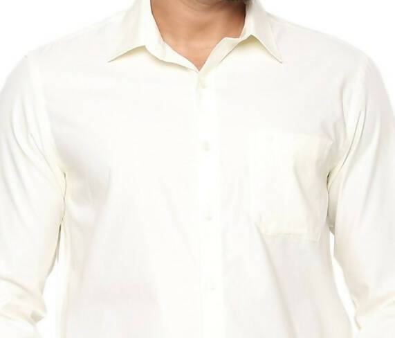 Ramraj Cotton Mens Poly Cotton Cream Colour Full Sleeve Shirt