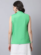 Even Apparels Green Polyblend Open Front Women's Waistcoat