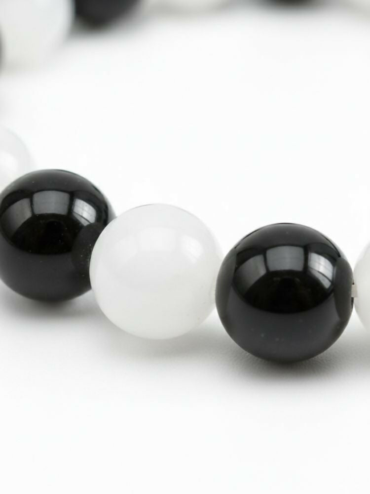 NVR Black & White Beaded Bracelet for Men & Women - Distacart