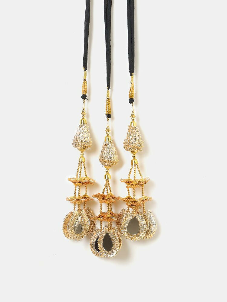 Ruby Raang Gold Gota Pati Work And Black Thread And Mirrors With Gold Stones - Distacart