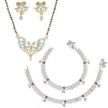 AanyaCentric Gold-plated Mangalsutra Pendant Earring Set & Silver Plated Anklet - Distacart